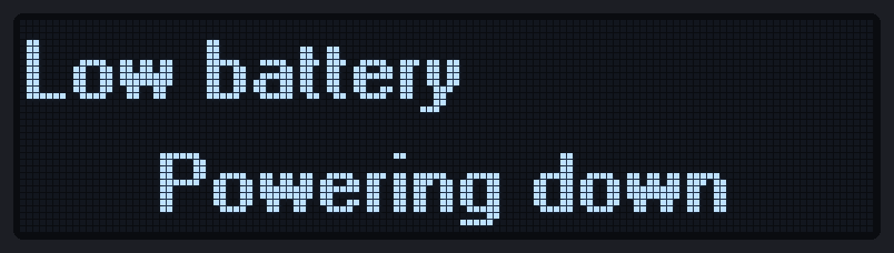 Powering down, low battery